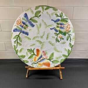 Gumps Italy Majolica Butterfly Leaves Large Platter